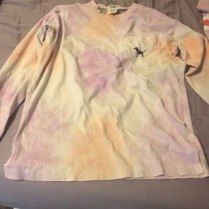 VS pink tie die long sleeve campus tee